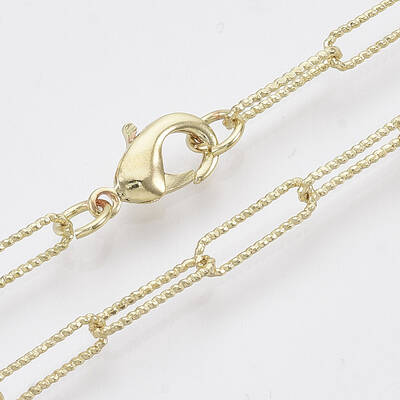 Brass Textured Paperclip Chain Necklace Making