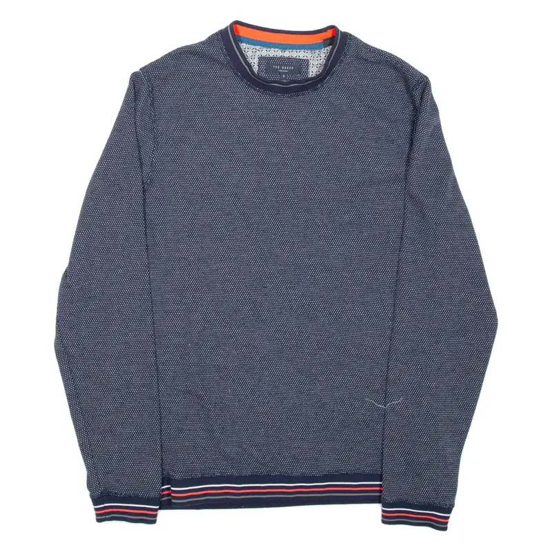 TED BAKER Mens Patterned Jumper Blue Spotted Tight Knit S