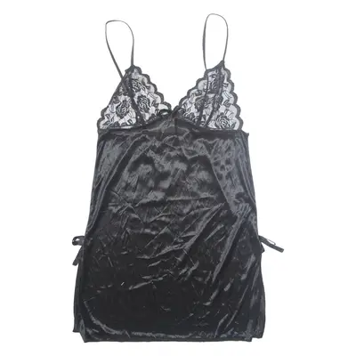 Womens Camisole Vest Black V-Neck Sleeveless Silk M