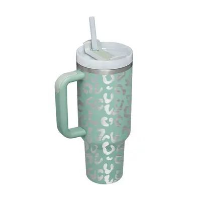 40 Oz Tumbler With Handle Straw Insulated, Stainless Steel Spill Proof Vacuum Coffee Cup Tumbler With Lid Tapered Mug Gifts F...