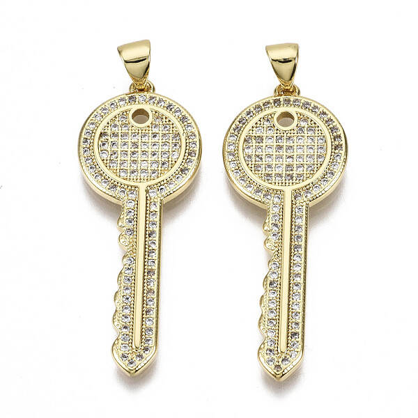 Brass Micro Pave Clear Cubic Zirconia Pendants