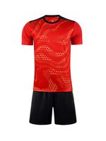 Men's Geometric Print Tee & Shorts Set, Breathable Quick Drying Football Running Sports Set, Casual Outdoor Sports Clothing S...