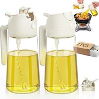 Oil Sprayer for Cooking 2pcs,2 in 1 Oil Dispenser and Oil Sprayer Kitchen Gadgets-16oz Glass Oil Spray Bottle,Mist Olive Oil ...