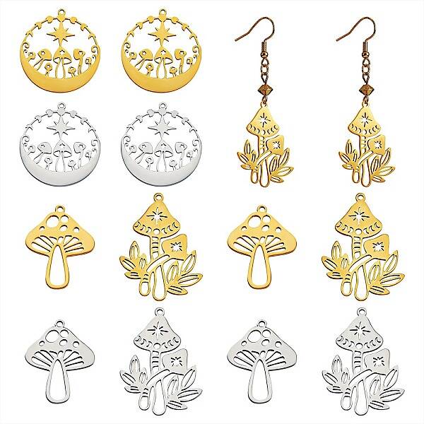 12Pcs 6 Style 201 Stainless Steel Pendants