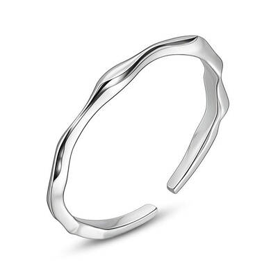 Rhodium Plated 925 Sterling Silver Cuff Rings