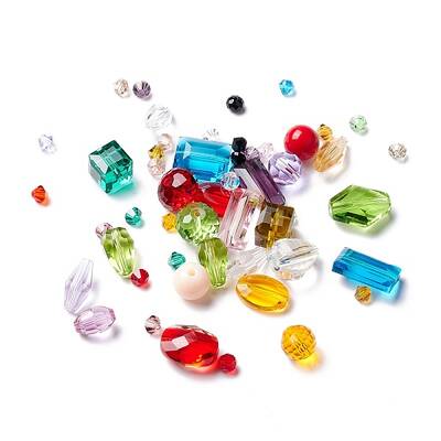 50Pcs Faceted Transparent K9 Glass Beads