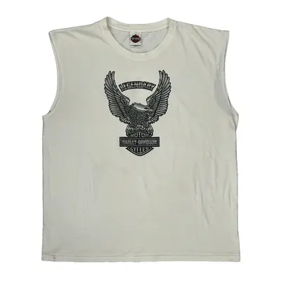 Made In Usa Willow Street Pennsylvania Harley Davidson Graphic Vest - 2XL White Cotton