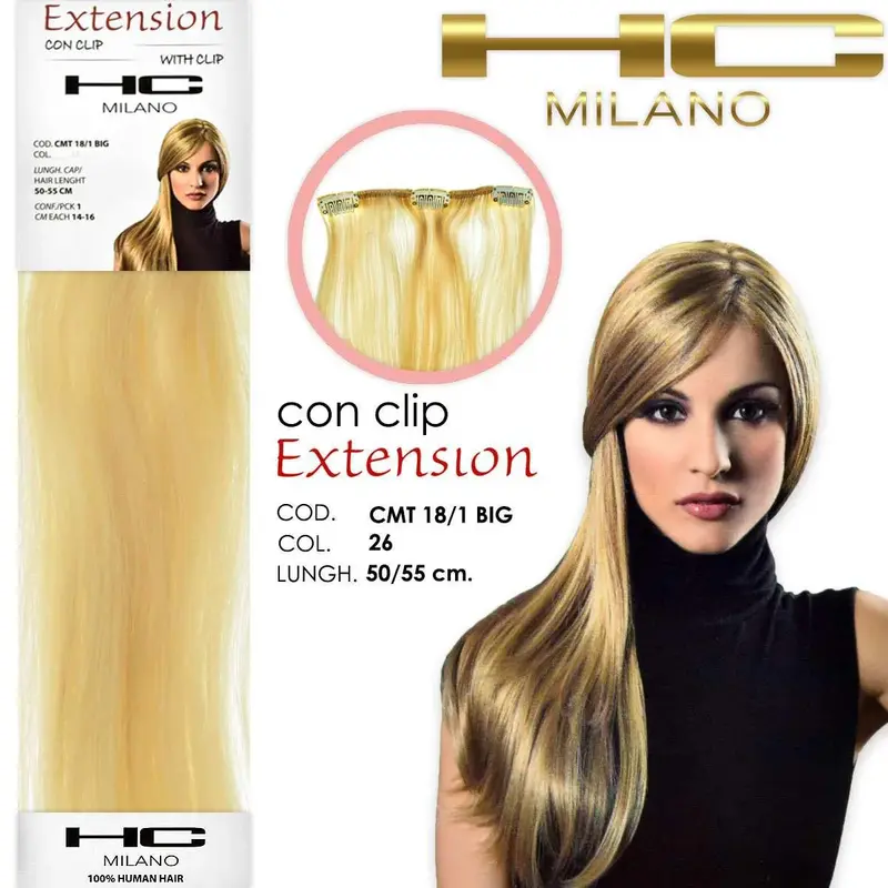 Hc milano extension 3 remy clips width 14-16cm length 50cm col.26 ultra light blonde 11.0