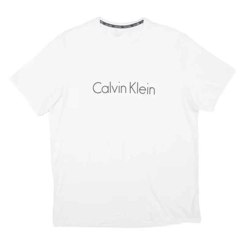 CALVIN KLEIN Mens T-Shirt White Crew Neck L