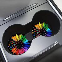 Flower Pattern Car Coaster, Round Anti-slip Cup Holder Decorative Cup Mat, Car Cup Holder Coaster For Gift, Car Decoration