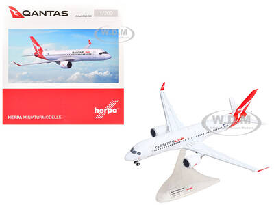 Airbus A220-300 Commercial Aircraft QantasLink (VH-X4B) White with Red Tail 1/200 Diecast Model Airplane by Herpa