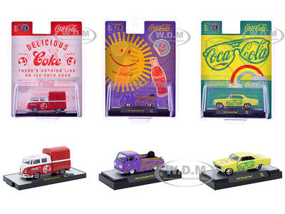 Coca-Cola Set of 3 pieces Release 53 Limited Edition to 10000 pieces Worldwide 1/64 Diecast Model Cars by M2 Machines