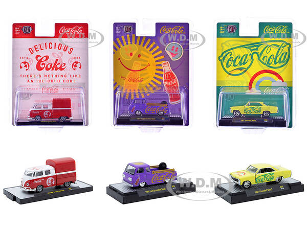 Coca-Cola Set of 3 pieces Release 53 Limited Edition to 10000 pieces Worldwide 1/64 Diecast Model Cars by M2 Machines
