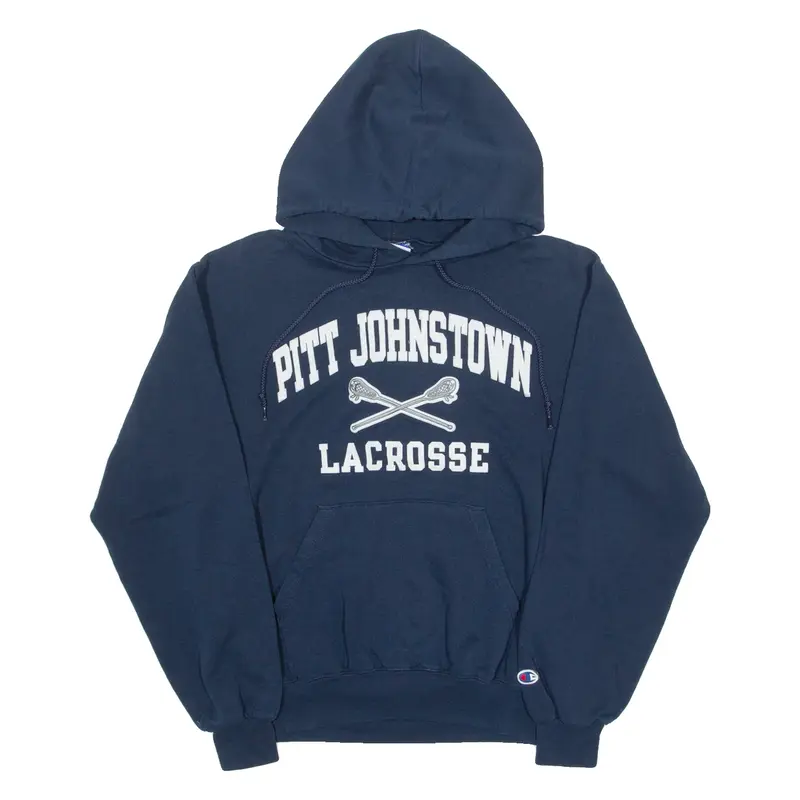 CHAMPION Pitt Johnstown Lacrosse Mens Blue Hoodie USA S