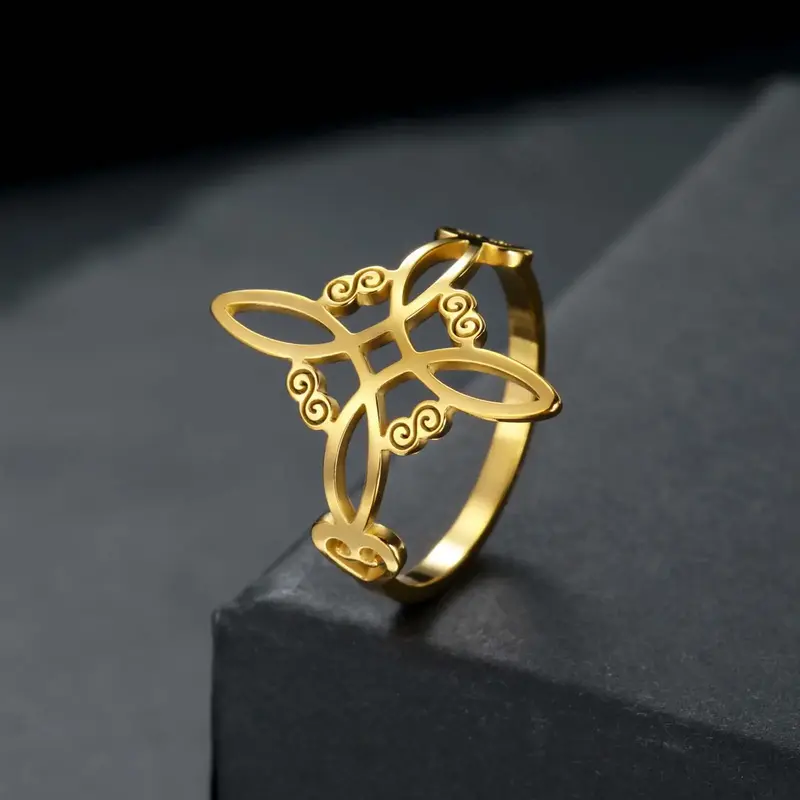 Simple stainless steel witch knot Kyle cross knot couple ring girlfriend wedding holiday gift suitable for party