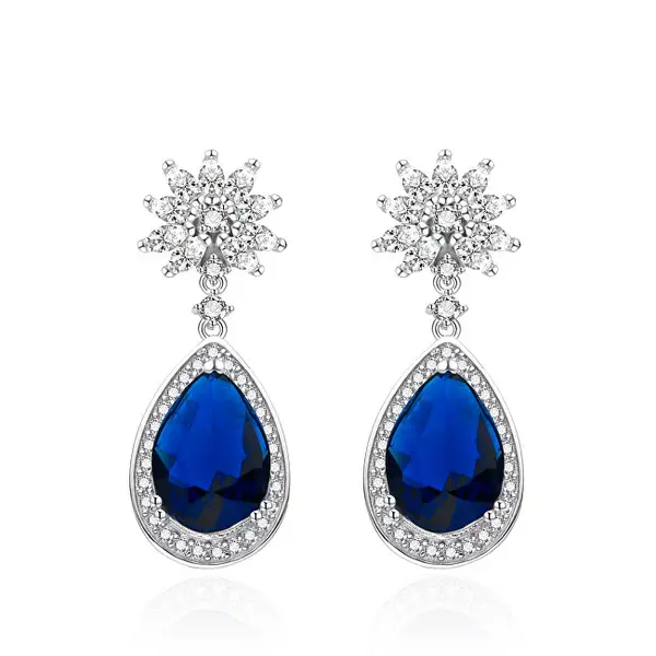Agato Beautiful Silver Earrings with Blue Zirconia AGT-E151PBL