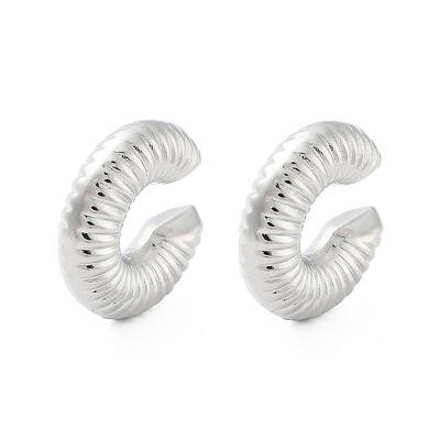 Brass Textured Ring Cuff Earrings