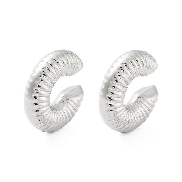 Brass Textured Ring Cuff Earrings