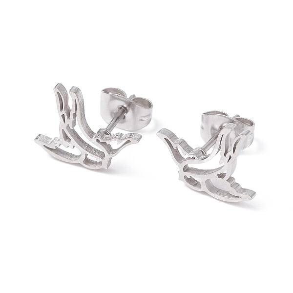 Non-Tarnish Swallow Shape 304 Stainless Steel Stud Earrings for Women