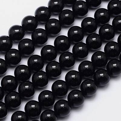 Natural Black Tourmaline Round Bead Strands