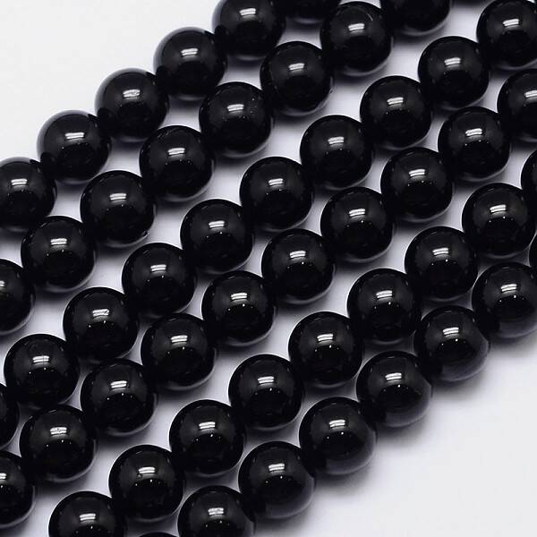 Natural Black Tourmaline Round Bead Strands