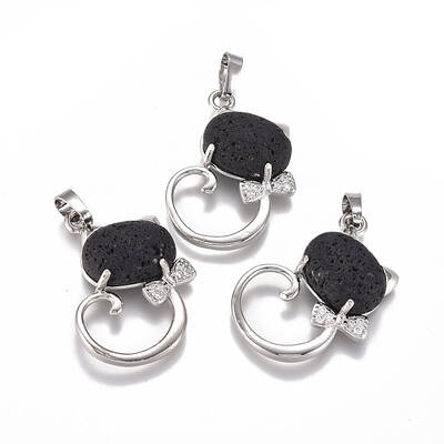 Natural Lava Rock Kitten Pendants