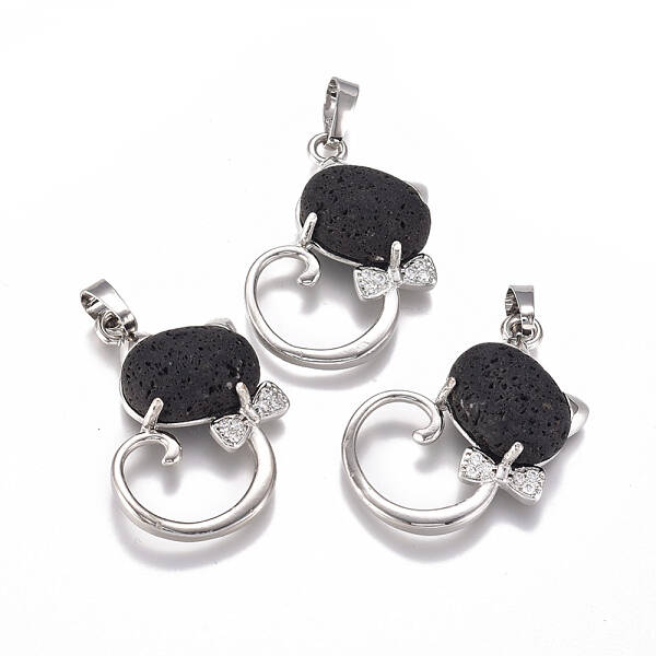 Natural Lava Rock Kitten Pendants
