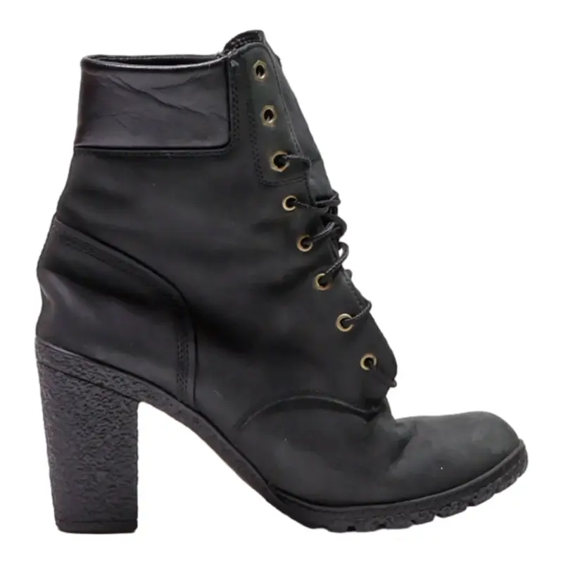 TIMBERLAND Block Heels Black Leather Womens UK 6