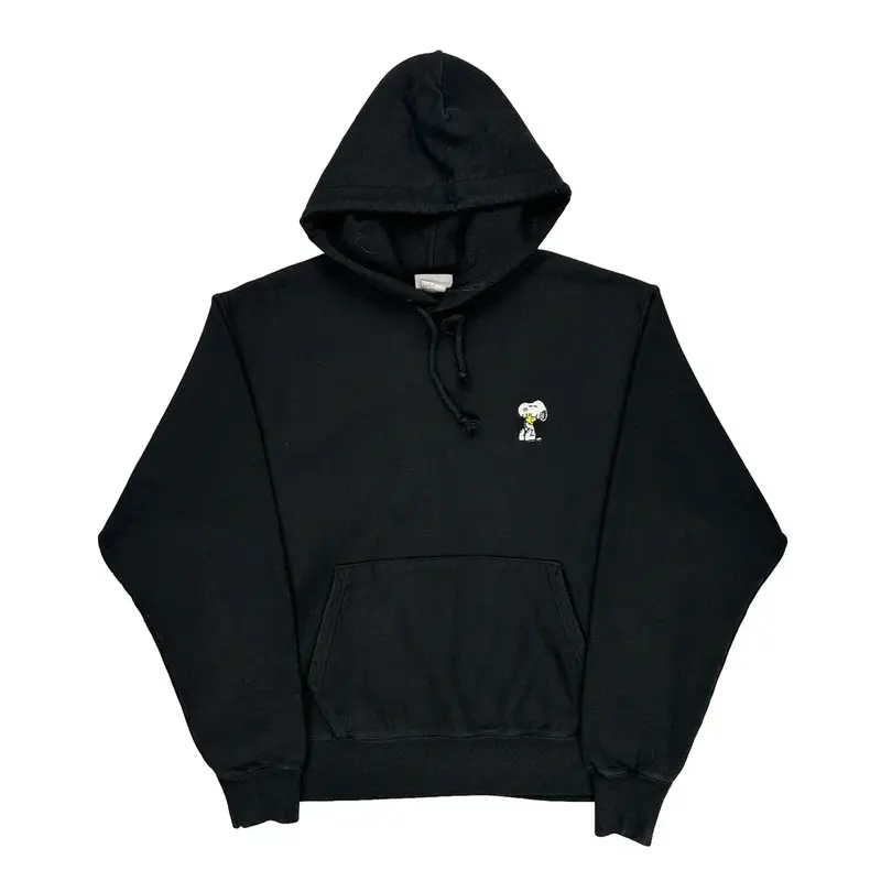 Reverse Weave Snoopy Champion Cartoon Hoodie - Large Black Cotton Blend