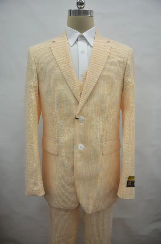 Seersucker-2BV Orange - Mens Modern Fit Suit