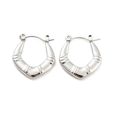 Non-Tarnish Chunky Rhombus 304 Stainless Steel Hoop Earrings for Women