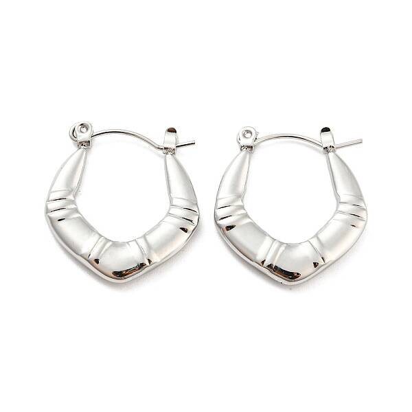 Non-Tarnish Chunky Rhombus 304 Stainless Steel Hoop Earrings for Women