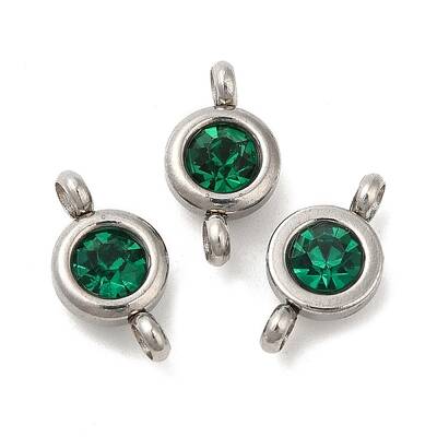 304 Stainless Steel Single Rhinestone Connector Charms