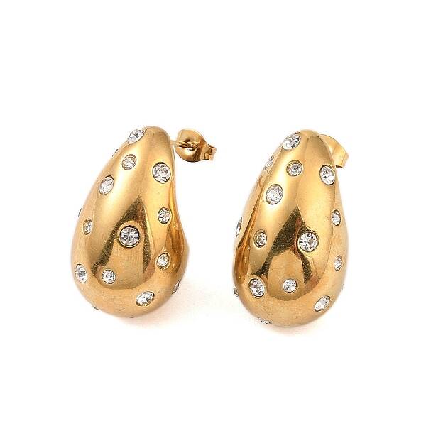 Ion Plating(IP) 304 Stainless Steel with Rhinestone Stud Earrings for Women