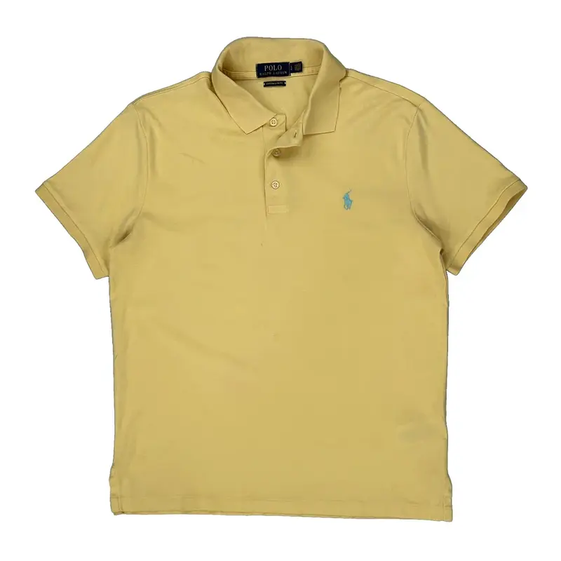 Ralph Lauren Slim Fit Polo Shirt - Large Yellow Cotton