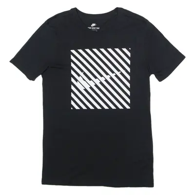 NIKE Athletic Cut Mens T-Shirt Black Crew Neck S