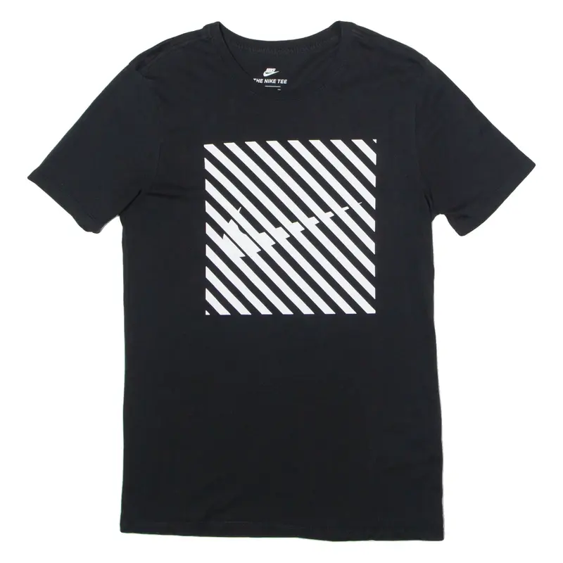 NIKE Athletic Cut Mens T-Shirt Black Crew Neck S