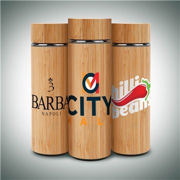50 Promotional 16 oz Vacuum-Sealed Eco Bamboo Bottle - Infuser & ...
