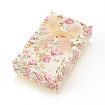 Flower Pattern Cardboard Jewelry Packaging Box