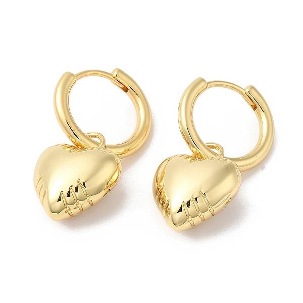 Rack Plating Brass Heart Dangle Hoop Earrings