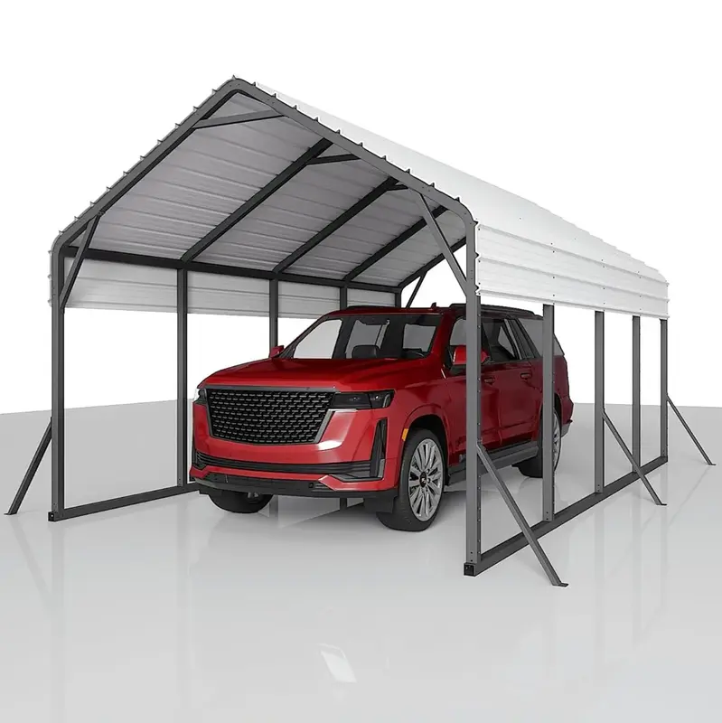 Garvee Oversized Metal Carport 13'x21'x11' Steel Heavy Duty, 600 Lbs Weight, 27 Gauge Sheet Metal Roof, Rust-Resistant Coatin...
