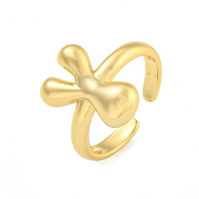 Brass Letter Open Cuff Rings for Women