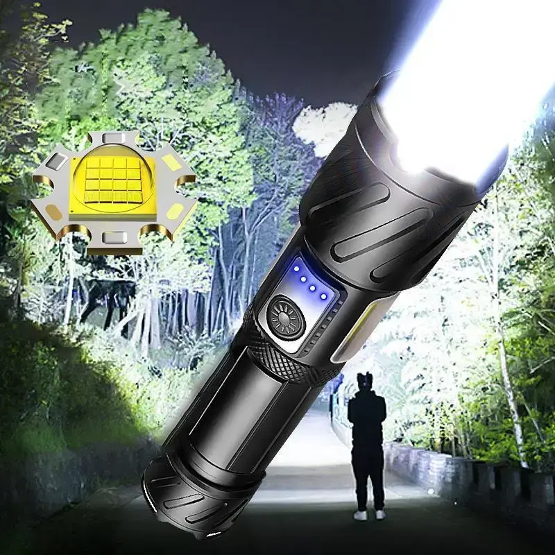 5000mAh/2600mAh High Power Flashlight, Modern Rechargeable Zoomable Flashlight with Side Light, Portable Handheld Design...