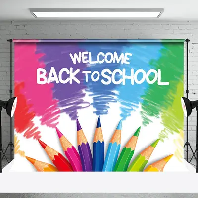 Colorful Painting Welcome Back To School Backdrop