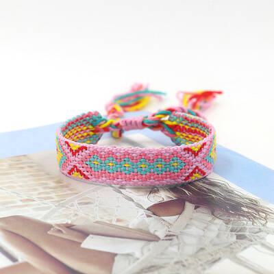 Polyester Braided Rhombus Pattern Cord Bracelet