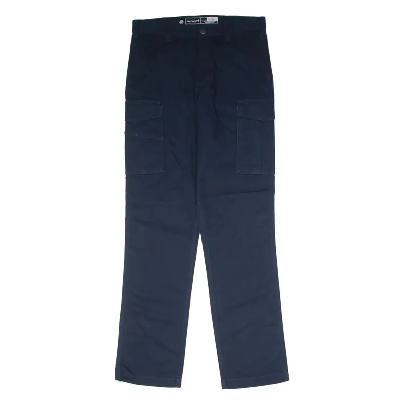 CARHARTT Cargo Workwear Mens Canvas Trousers Blue Relaxed Straight W33 L36