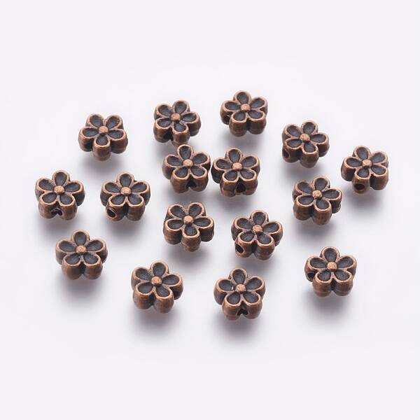 Tibetan Style Alloy 3D Flower Beads