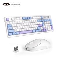 MageGee Wireless Gaming Keyboard and Mouse Combo V560, RGB Backlit Rechargeable Mechanical Feel Keyboard 2.4GHz Quiet Blue Wh...