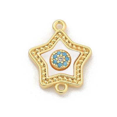 Brass Micro Pave Clear Cubic Zirconia Connector Charms