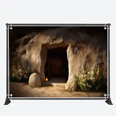 Furtive Stone Cavern Grotto Brushwood Brown Backdrop - Aperturee